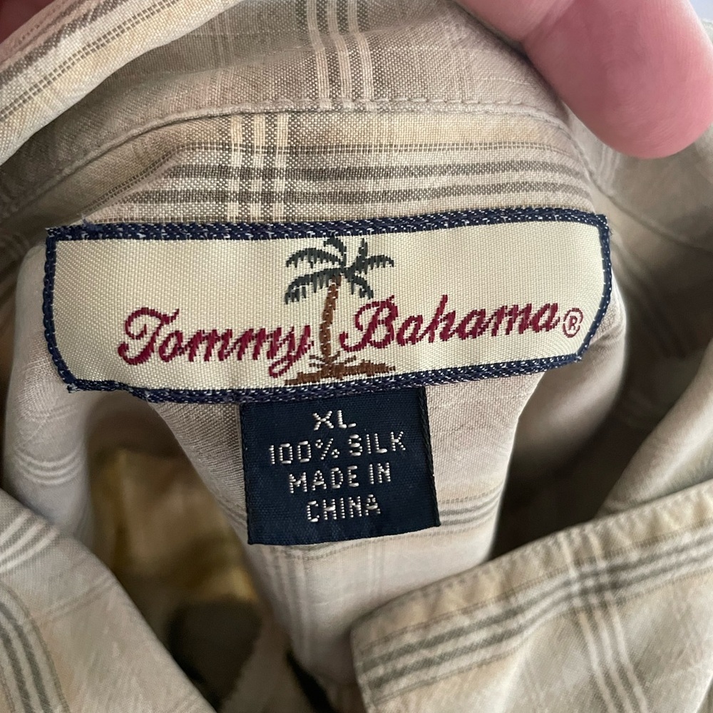 Tommy Bahama 100% silk men’s button down casual short sleeve shirt size XL beige - Picture 6 of 6